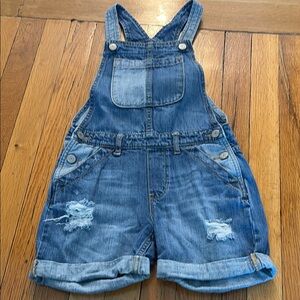 GAP Denim Blue Distressed Kids Overalls Shorts